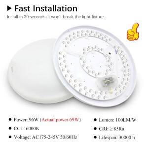 96W LED 천장 조명 교체 모듈 원형 6000K 색상 AC220V 팬