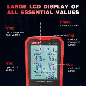 UNI-T UT673PV 태양광 MPPT 미터 5~800W PV 모듈 최대 전력 테스터 개방 회로 전압 단락 전류 Lmp Vmp 테