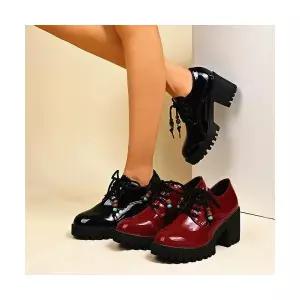 여성 하이힐 힐 로퍼 봄가을 라운드 스트랩 통굽 빅사이즈 스몰 구두 OP3