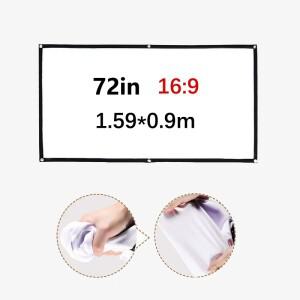 16:9 휴대용 프로젝터 스크린 간단한 커튼 홈 시네마 극장 영화용 60/72/84/100/120 인치 HD 디스플레이