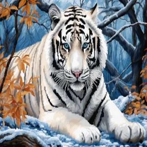 동물 화이트 타이거 래치 후크 러그 키트 이지 카펫 쿠션 프린트 캔버스 크로셰 실 공예 DIY 태피스트리 홈