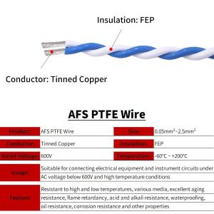 PTFE 구리 와이어 22AWG 사각형 0.35mm DIY FEP 고온 방지 연선 2핀 전자 신호 케이블