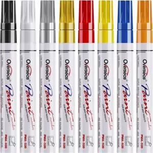 해외 페인트 마커 펜 8팩 다양한 색상의 영구 오일 기반 방수 퀵 드라이 미디엄 팁 금속 목재 플라스틱