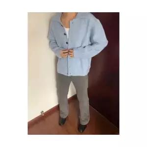 남성용 칼라넥 빈티지 터틀넥 니트 혼방 바둑판 체크 카디건 CH1