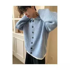 남성용 칼라넥 차콜 숄카라 카디건 스웨터 가을 CH3