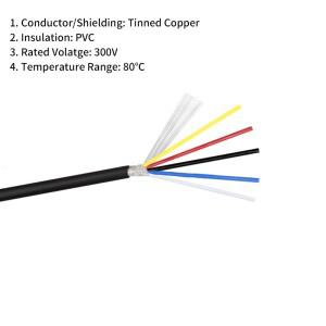 차폐선 32 30 28 26AWG 채널 오디오 2 3 4 5 6 7 8 코어 헤드폰 컨트롤 라인 PVC 전선 구리 신호선