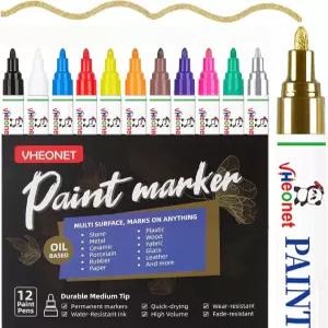 페인트 마커 펜 금속 목재 직물 플라스틱 암벽화 돌 머그잔 캔버스 유리용 12가지 색상의 영구 오일 기반