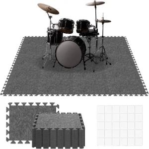 20피스 흡음 연동 바닥 매트 15.7 x 11.8 0.4 인치 고밀도 펠트 방음 패드 미끄럼 방지 퍼즐 어쿠스틱 담요