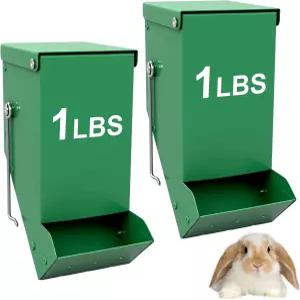 누에미스터리 2팩 건초 사료 토끼 뚜껑 및 메쉬 바닥이 있는 금속 소형 동물 3.1인치 1LBS 용량 기니피그