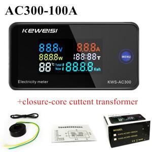 6in 1 KWS-AC300 100A 디지털 전력계 AC 전류계 KWS 에너지 미터 볼트 와트 Kwh LED 전압계(리셋 기능 포