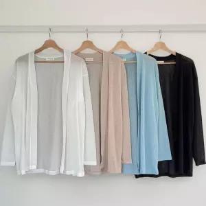 [신상오픈런]여성 여름휴가 시스루 브이넥 힙커버 긴팔 가디건 (38168385)