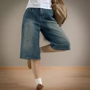 [신상오픈런]여성 Y2K 여름 워싱 벨트 청반바지 (34574803)