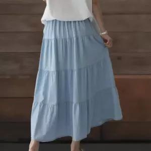 [신상오픈런]여성 여름 원피스 스타일 코튼 미디 플레어 스커트 (33305761)