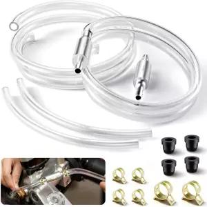 2Set 유니버설 모터사이클 브레이크 블리더 호스 일방향 체크 밸브 튜브 금속 클립 및 소프트 튜브가