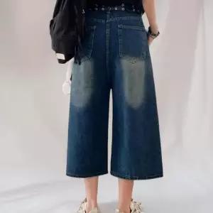 [신상오픈런]여성 하이웨스트 7부 청바지 와이드핏 힙무드 워싱 (41033112)