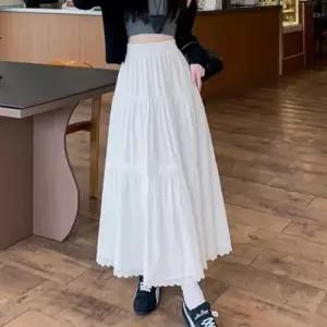 [신상오픈런]여자 러블리 플레어 화이트 레이스 밴딩 롱 스커트 (41032733)