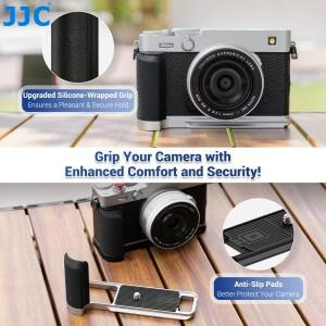 후지필름 X-E5 미러리스 카메라용 JJC 메탈 핸드 그립, 미끄럼 방지 SD 카드 슬롯 포함, L 브래킷 아카 스