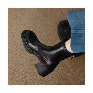 여성용 워커힐 통굽앵클 스판 슬림 부츠 통굽 워커 빅사이즈 CH5