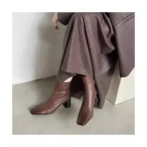 여성용 워커힐 빈티지 힐 통굽 앵클부츠 스러운 리얼 가죽 워커 단화 CH5