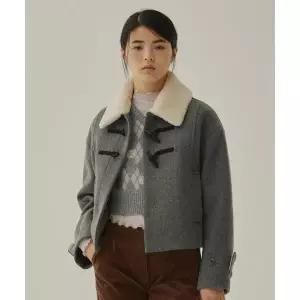 매장정품 COVERNAT 커버낫 WOMAN 우먼 크롭 시어링 카라 더플 코트 Charcoal CO2404CT71CH 1265910