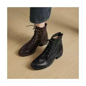 여성용 워커힐 소프트웨이드 앵클부츠 봄가을 단화 미들 스트랩 워커 통굽 가을겨울 CH3