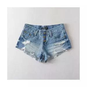 미디 여성 가을 핫팬츠 청반바지 로우 워싱 움 하이 쓰리버튼 찢어진CH3
