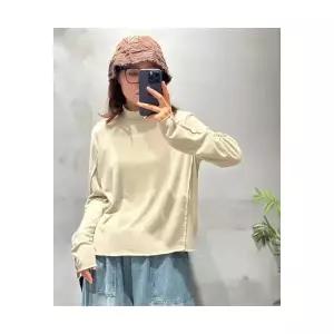 여성 폴라티 니트 면 티셔츠 가을 빈티지 스크래치 기모 반폴라 탑 러시 OP3