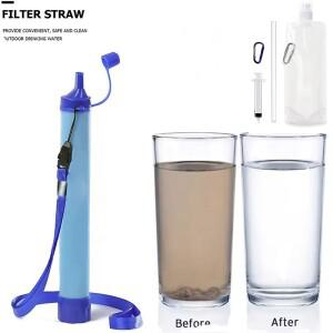 야외 개인용 정수기, 초경량 0.01 마이크론 4단계 필터 시스템 휴대용 생존용 빨대