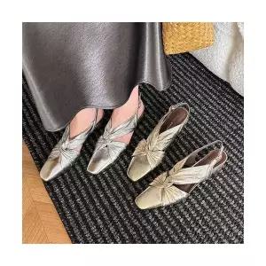 여성용 스트랩 샌들 앞코 통굽 가죽 스커트 단화 CH5