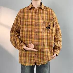 춘추 캐주얼 여성셔츠 셔츠 체크 긴팔 스타일 가디건 커플 어울립니다 KS1