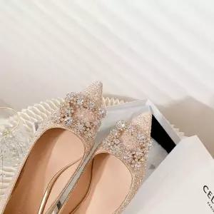 크리스탈 낮은 굽 슈즈 여성 라인 셀프웨딩 여름 샌들