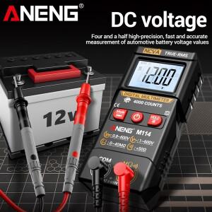 스마트 미니 멀티미터 테스터 ANENG M114 자동 범위 설정 AC 전압 4000 카운트 NCV 저항 데이터 온오프 비