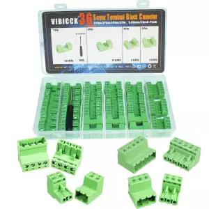 VIBICCK 36 나사 5.08mm 단자 블록 커넥터 조합 키트 PCB 2핀 3핀 4핀 5핀 24-12AWG 케이블에 적합