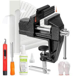 골프 클럽 리그리핑을 위한 사랑스러운 그립 키트 - 휴대용 테이블 바이스 고무 클램프, 15개의 테이프 스트립, 용매가 포함된 제거 도구 포함