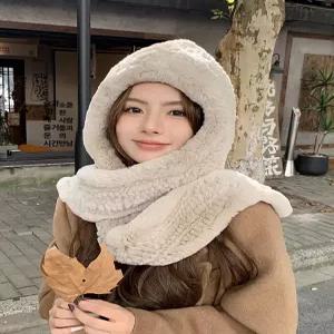 모피 여성 후드머플러 겨울 풀오버 따뜻한