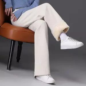 여성 겨울 융털기모 안감 따뜻한 밴딩 코듀로이 팬츠 ksa9+2XCs
