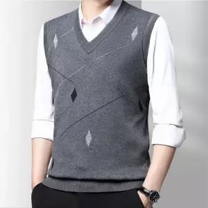 가을 캐주얼 남자 니트 브이넥 민소매 풀오버 조끼 연간 루즈핏 CH3