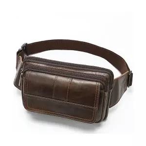 남성용 힙색 소가죽 아웃도어 숄더 크로스 빈티지 스몰 가방 KS5