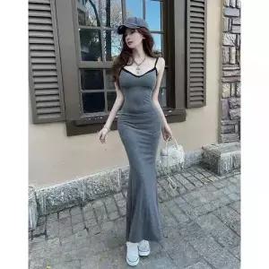 무천도사 원피스 여자 여사친 나시 단가라 레이스 힙업 롱스커트 KKE1