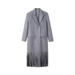 여성 모직코트 가을 칼라 긴팔 더블 모직 롱 코트 OP3