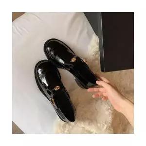 여성용 스트랩힐 신발 양가죽 메리제인 스틸레토 통굽 로퍼 금장구두 KS5