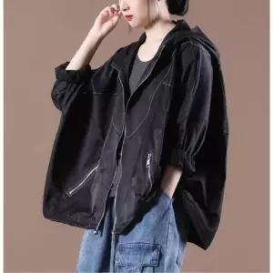 EAMT 여성 지퍼 야구 숏코트 누빔 오버사이즈 포켓 후드 점퍼 EUNG3