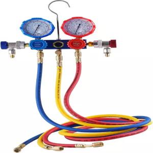 FAITIO 3방향 교류 매니폴드 게이지 세트 R22 R134A R410A R404A 세트에는 천공 캔 탭 퀵 커플러 밸브 코어