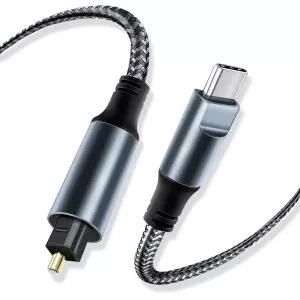 쿠미호 땋은 USB C에서 광 오디오 케이블 3피트 단방향 TV/사운드바 소니 PS5 스피커 및 홈 시어터