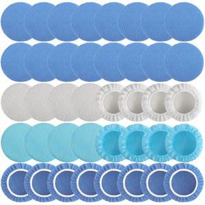 카보블 40 PCS 연마 보닛 패드, 5~6인치 버퍼 보닛, 자동차 폴리셔 패드 보닛, 완충 패드 커버 왁스 보닛, 믹스 팩 24 마이크로파이버, 부직포 8개, 자동차 폴리셔용 울 8개