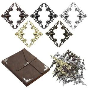 TNJPESSK 60Pcs 메탈 북 코너 프로텍터, 장식 빈티지 사진 앨범 프레임 테두리 프로텍터, 장식 아이언 엣지 가드 북 앨범 저널 스크랩북 DIY 수공예품