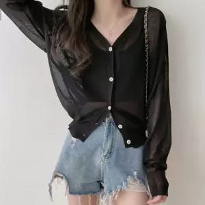 여자 여름 바캉스 룩 휴가 준비 썸머 긴팔 가디건 니트 루즈핏