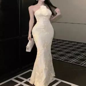 여자 치마 망사 롱 입체 오프숄더 꽃 드레스 생일 머메이드 작은 홀터넥 OP1