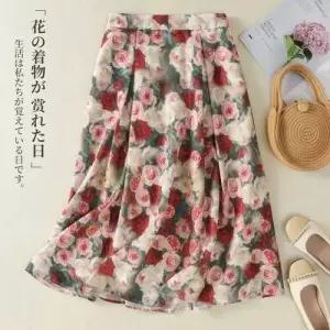 치마 여성용 빈티지 모시 슬림핏 중기장 A라인 OP1