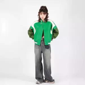 EAMT 여성 빈티지 푸 자켓 라이더 다운된 점퍼 야구 레더 힙합 숏 톤 YJ1